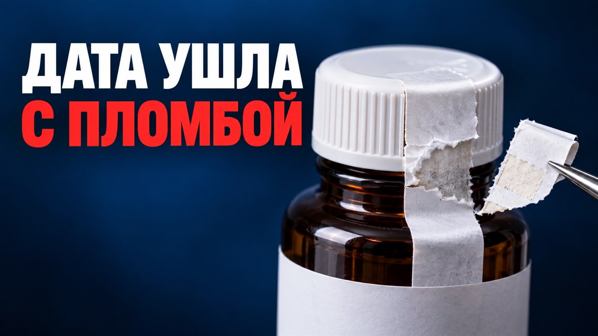 Разорванная наклейка-пломба на крышке флакона уносит участок с датой партии