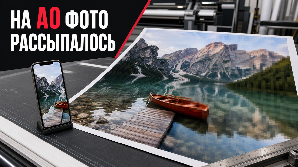 Резкое фото на телефоне становится пиксельным на плакате А0