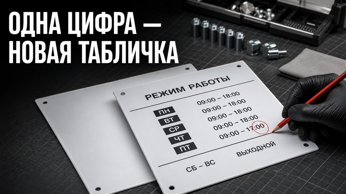 Неверная цифра в режиме работы отмечена на готовой табличке
